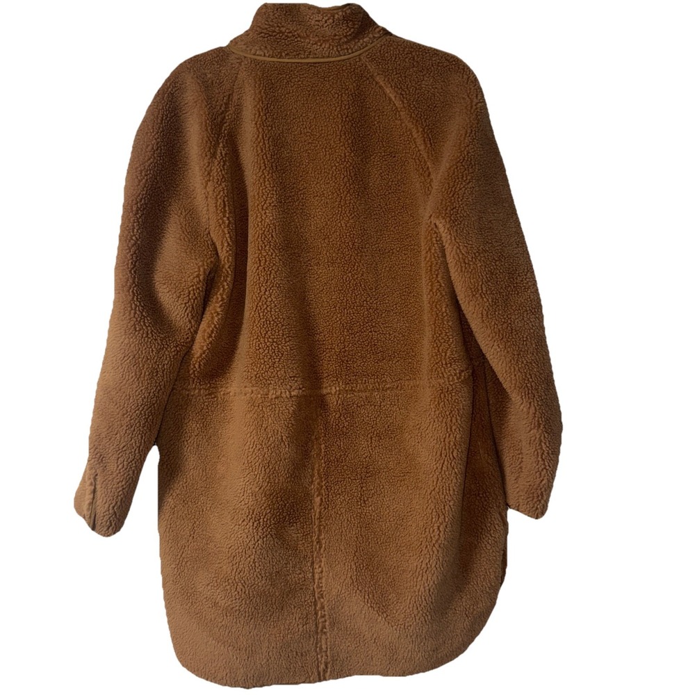VERONICA BEARD Jeans Mid Thigh Tan Sullie Sherpa Teddy Coat Jacket Sz Medium - Picture 2 of 9